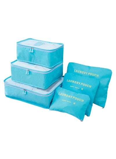 Buy 6-Piece Oxford Cloth Travel Luggage Storage Bag Blue in Saudi Arabia