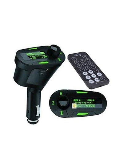 Buy Wireless USB FM Transmitter With MMC LCD Remote Black/Green in UAE