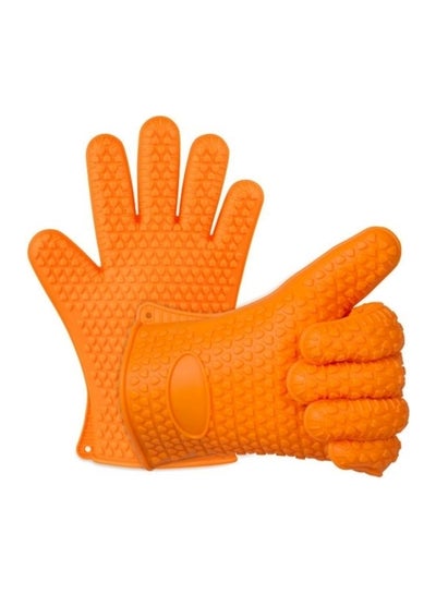 Buy Silicone BBQ Gloves Orange in UAE
