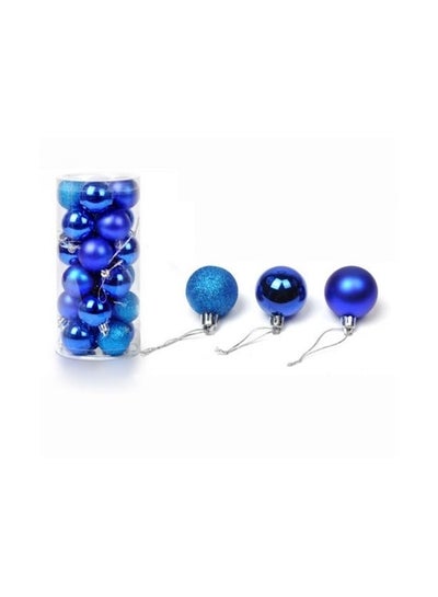 Buy 24-Piece Tree Ball Bubble Hanging Ornament Blue in UAE