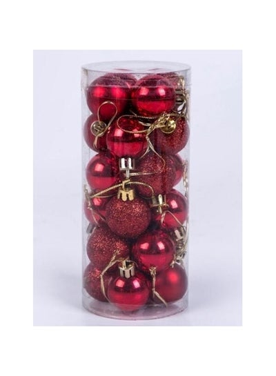 Buy 40Mm  Tree Ball Bauble Hanging Decor 24Pcs Red 9.4centimeter in UAE