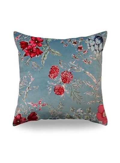 اشتري Floral Printed Decorative Cushion أزرق/أحمر/أخضر 50x50 سنتيمتر في الامارات