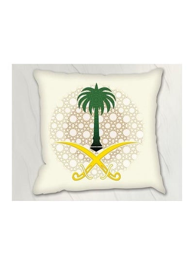 Buy Printed Cushion Cover polyester White/Brown/Green in UAE