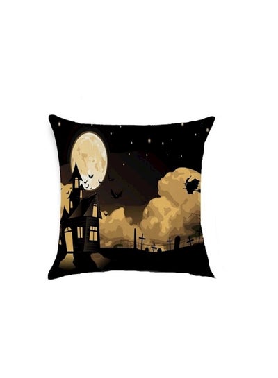 Buy Halloween Pumpkin Series Cushion Black/Brown/Beige 45x45cm in UAE