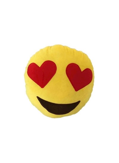 Buy Emoticon Shaped Bolster Round Cushion Cotton Yellow/Black/Red 30cm in UAE