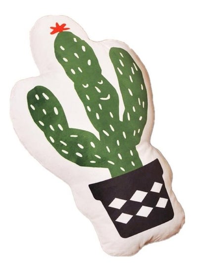 Buy Cactus Shaped Cushion Pillow cotton White/Green/Black 36x23cm in UAE