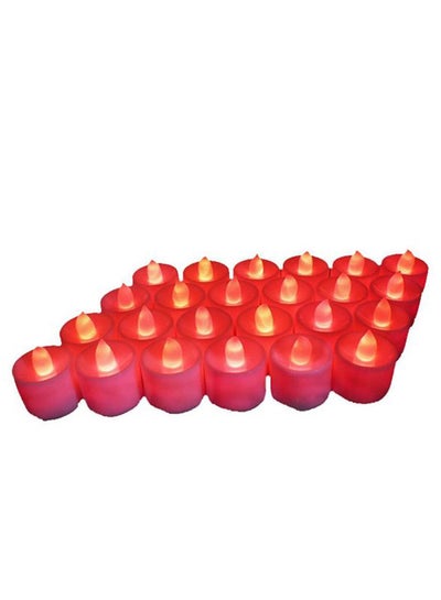 Buy 24-Piece Smokeless Electronic LED Candle Set Red in UAE