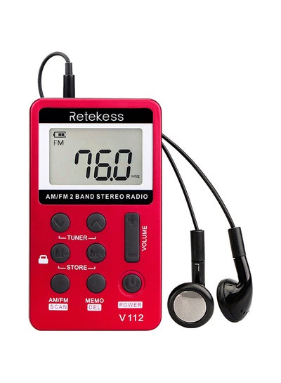 Buy Portable AM/FM Digital Radio With Earphones V376 Red in Saudi Arabia