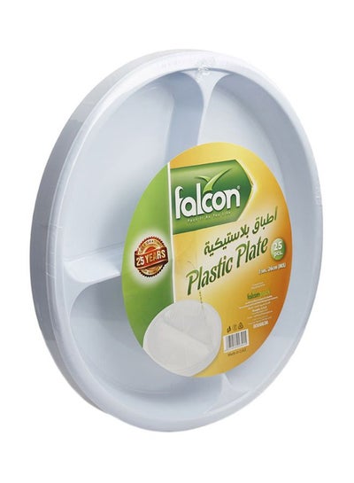 Buy Falcon Round 3 Section Plastic Plate White 26cm in UAE