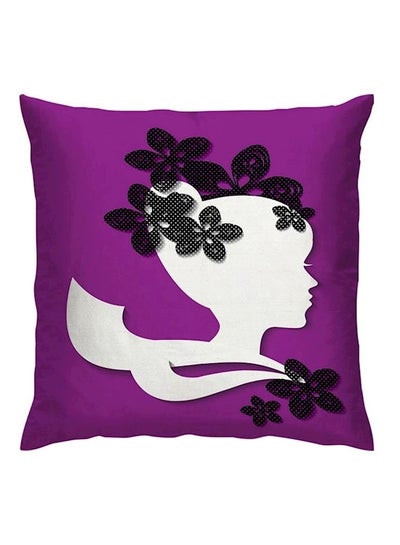 Buy Art Printed Cushion polyester Purple/White/Black 40x40cm in UAE