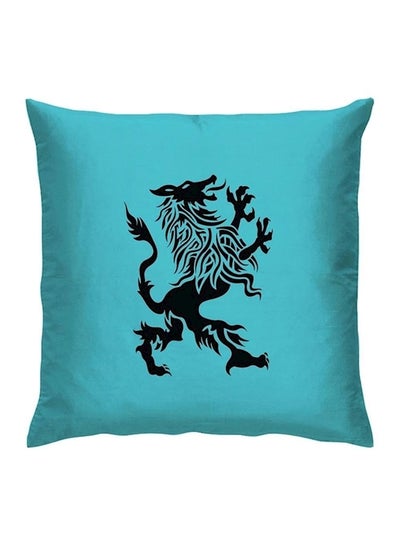 Buy Lion Printed Cushion Polyester Blue/Black 40x40centimeter in UAE