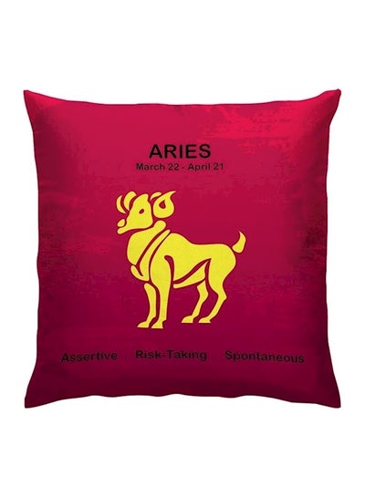 Buy Aries Zodiac Printed Cushion Polyester Red/Yellow/Black 40x40centimeter in UAE