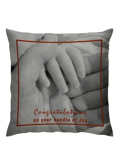 Buy Congratulation Printed Cushion polyester Grey/Red 40x40cm in UAE