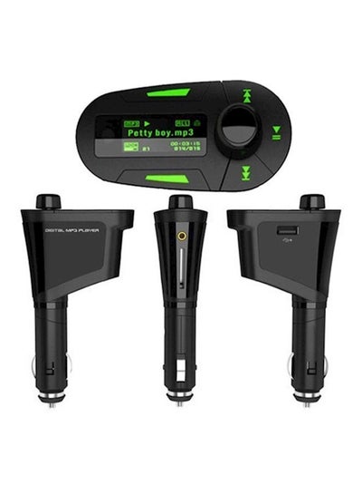 Buy Wireless USB FM Transmitter With MMC LCD Remote Black/Green in UAE