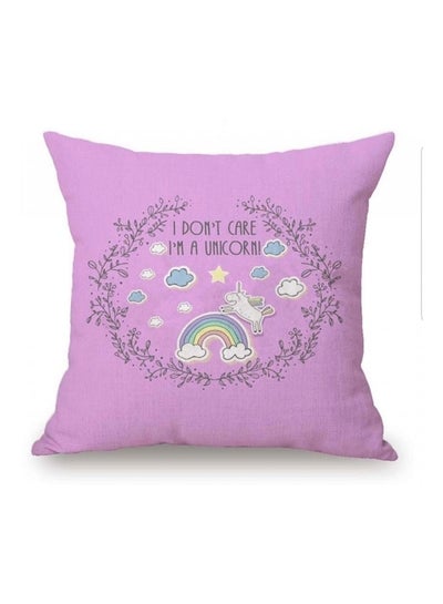 Buy Printed Cushion Cover Linen Pink/Blue/White 45x45centimeter in UAE