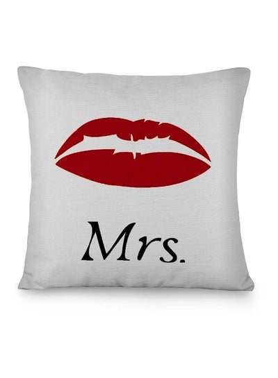 Buy Mrs. Lips Printed Decorative Cushion Cover White/Red 40x40centimeter in UAE