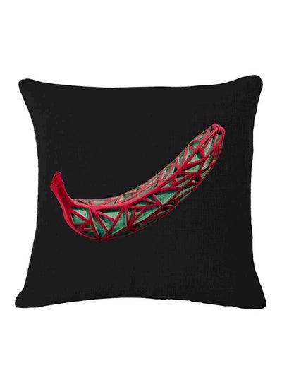 Buy Banana Printed Cushion Cover linen Black/Red/Green in UAE