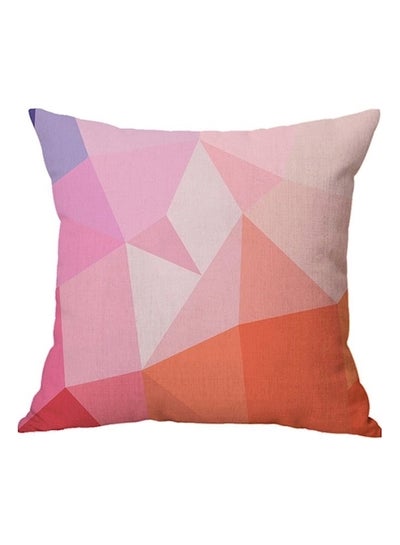 Buy Geometric Printed Cushion Linen Pink/Orange/Purple in UAE