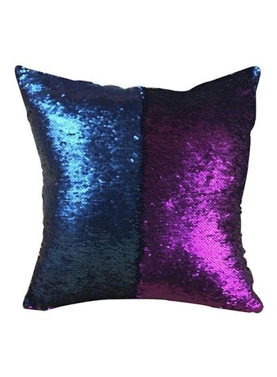 Buy Sequined Throw Pillow Polyester Blue/Purple 39x39cm in UAE
