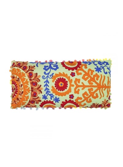 Buy Suzini Hand Boho Style Embroidered Cushion Green/Orange/Blue 30x60cm in UAE