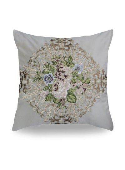 Buy Embroidery Decorative Cushion Grey/Brown/Green 50x50cm in UAE