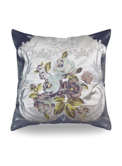 Buy Embroidery Decorative Cushion Grey/Blue/Green 50x50cm in UAE