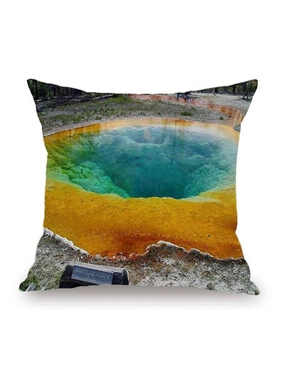 Buy Life And Troubles Digital Print Decorative Cushion Cover Green/Orange/Brown 45x45cm in UAE