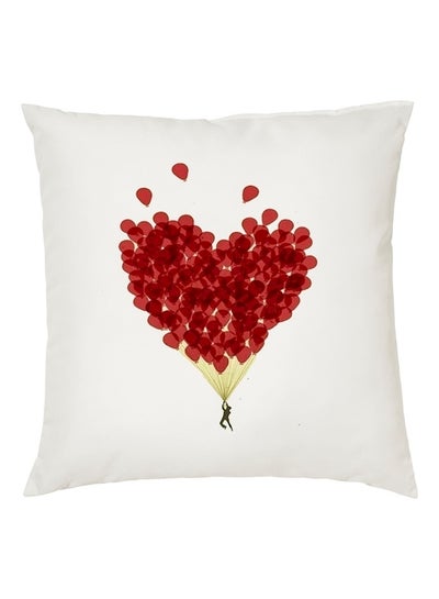 Buy Balloons Printed Cushion polyester White/Red 40x40cm in UAE