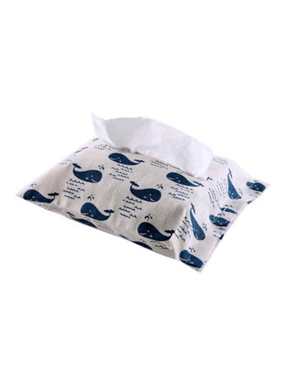 Buy 3-Piece Whale Print Tissue Box Cover White/Blue 25x18centimeter in Saudi Arabia