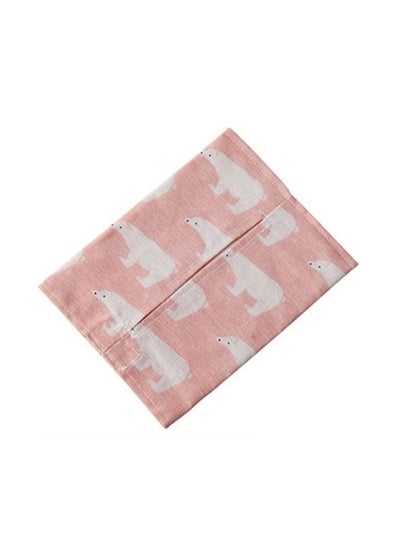 اشتري 3-Piece Polar Bear Print Tissue Box Cover Pink/White 23x17 سنتيمتر في الامارات