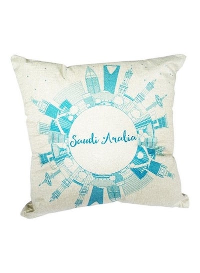 Buy Saudi Arabia Art Pattern Cushion Case linen White/Blue 45x45cm in UAE