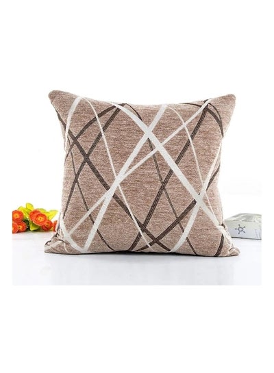 اشتري Geometric Pattern Printed Decorative Cushion Cover البني/الأبيض 45x45 سنتيمتر في الامارات