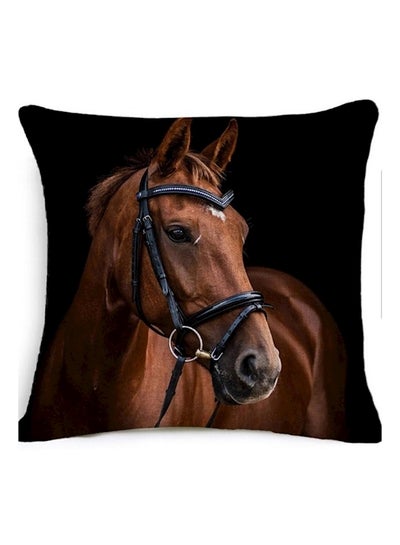 Buy Horse Printed Cushion Cover Brown/Black 45x45centimeter in Saudi Arabia