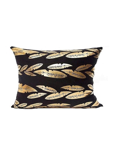 Buy Printed Cushion Cover Cotton Black/Gold in UAE