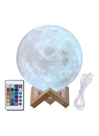 Buy Decorative 3D Moon Lamp With Remote Grey/White/Beige 15centimeter in UAE