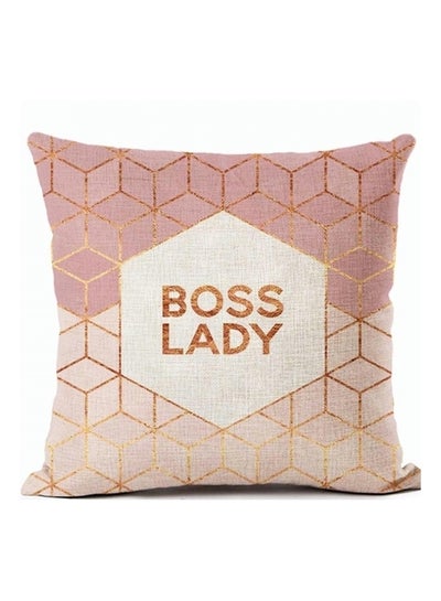 Buy Printed Decorative Cushion Cover Pink/Brown 45x45cm in UAE