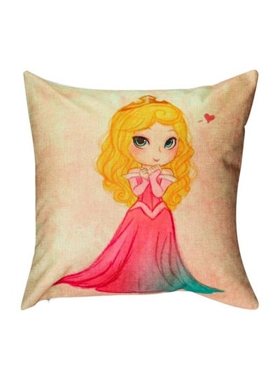 Buy Sleeping Beauty Cushion Cover Linen Beige/Pink/Green 45x45cm in UAE