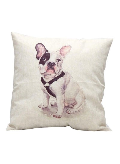 اشتري Puppy Dog Printed Cushion Cover أكريليك أبيض/وردي/أسود 45x45 سنتيمتر في الامارات