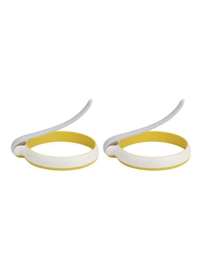 Buy 2-Piece Silicone Pancake Mould Ring White/Yellow in UAE