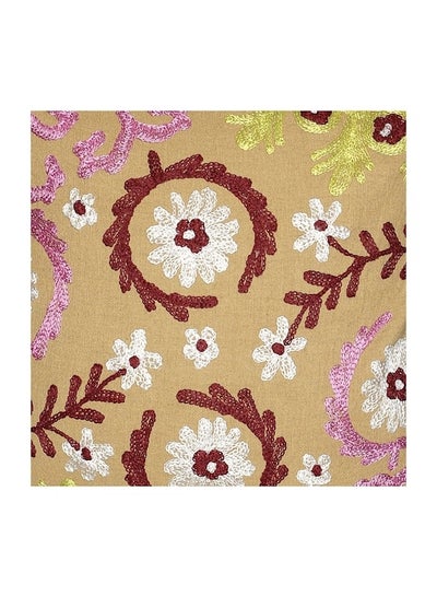 Buy Embroidered Cushion cotton Beige/Brown/Pink 40x40cm in UAE