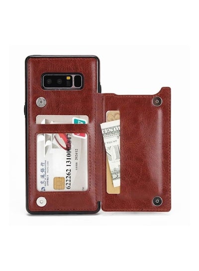 اشتري Wallet Case With Card Holder For Samsung  Note 8 بني في الامارات