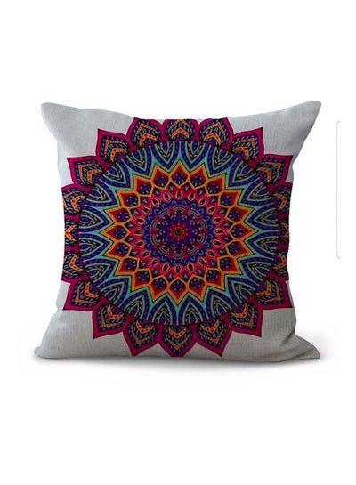 Buy Floral Printed Decorative Cushion Cover Red/White/Green 45x45cm in UAE