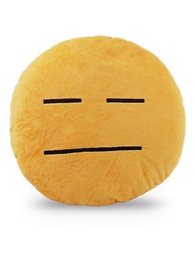 Buy Emoticon Shaped Round Cushion Yellow/Black 35x35cm in UAE