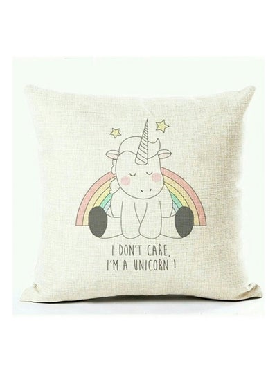 اشتري Unicorn Printed Decorative Cushion Cover بيج/أحمر/أصفر 45x45 سنتيمتر في الامارات