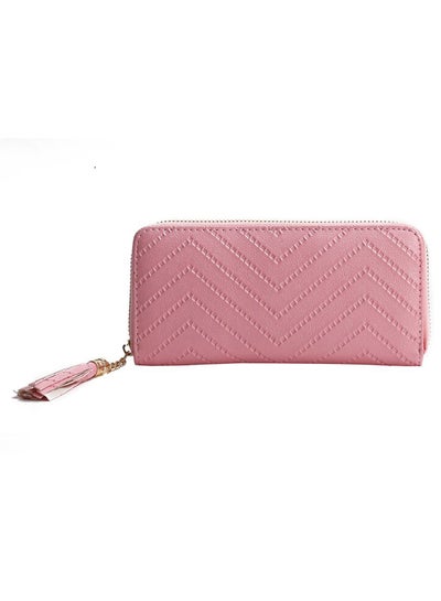 Buy Tassel Zipper Long Wallet Pink in Saudi Arabia