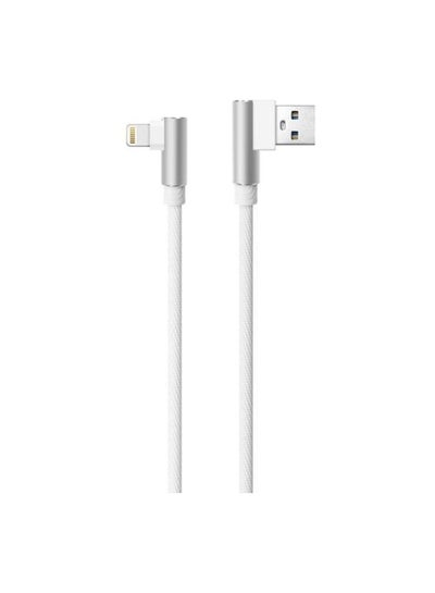 Buy Nylon Braided Double 90 Degrees Angled Heads Micro USB Cable For Apple/ IOS And More Digital Devices 1m White in Saudi Arabia