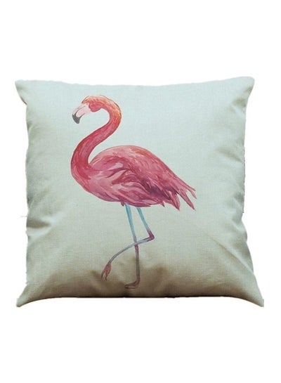 اشتري Flamingo Printed Pillow Cover كتان Beige/Pink/Blue 45x45 سنتيمتر في الامارات