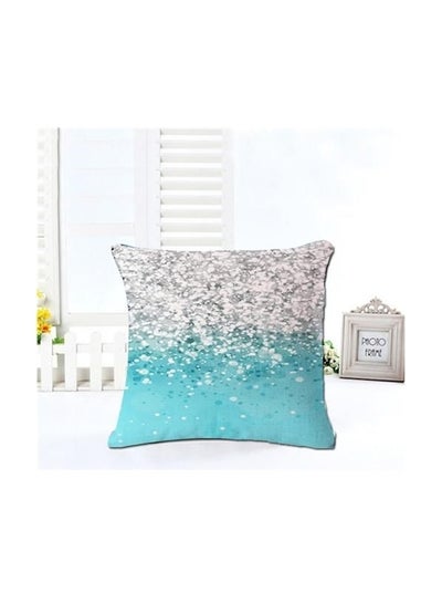 Buy Sequin Decorative Cushion Cover Blue/White in UAE