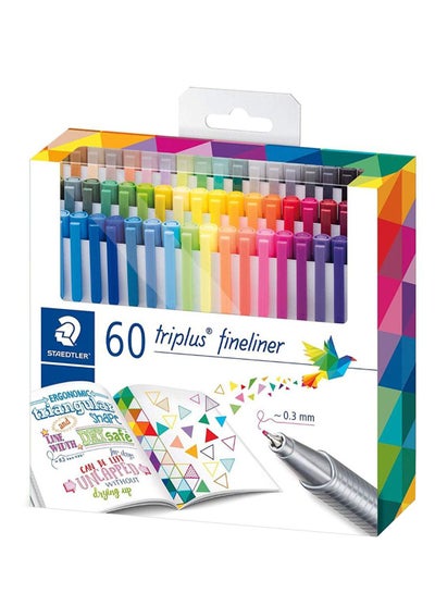 Buy 60-Piece Triplus Fineliner Pen Set Multicolour in UAE