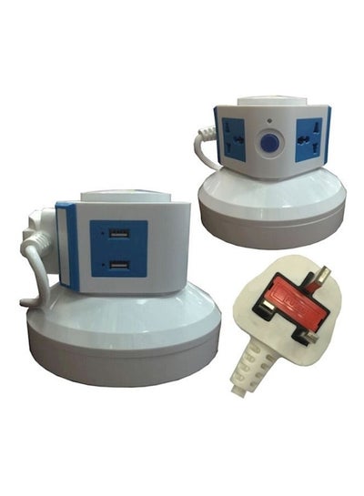 اشتري Universal Vertical Extension Socket With 2 USB Ports Blue في الامارات